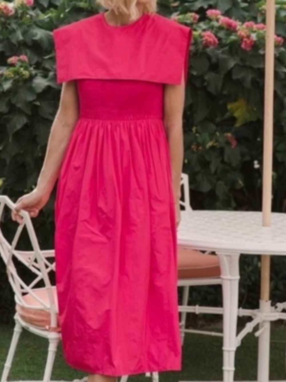 Antonio Melani x Jennifer Sumko Rachel Shirred Taffeta A-Line Capelet Midi Dress